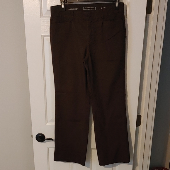 Dockers Women's Dark Brown Pants Size 14M Casual Work Wear Y2K Streetwear 90s - Picture 2 of 6